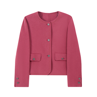 中年妈妈双面羊毛大衣女小个子短款高级感秋冬羊绒小香风毛呢外套