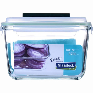 进口GLASSLOCK钢化玻璃大容量保鲜盒大号泡菜盒外餐盒冰箱收纳盒