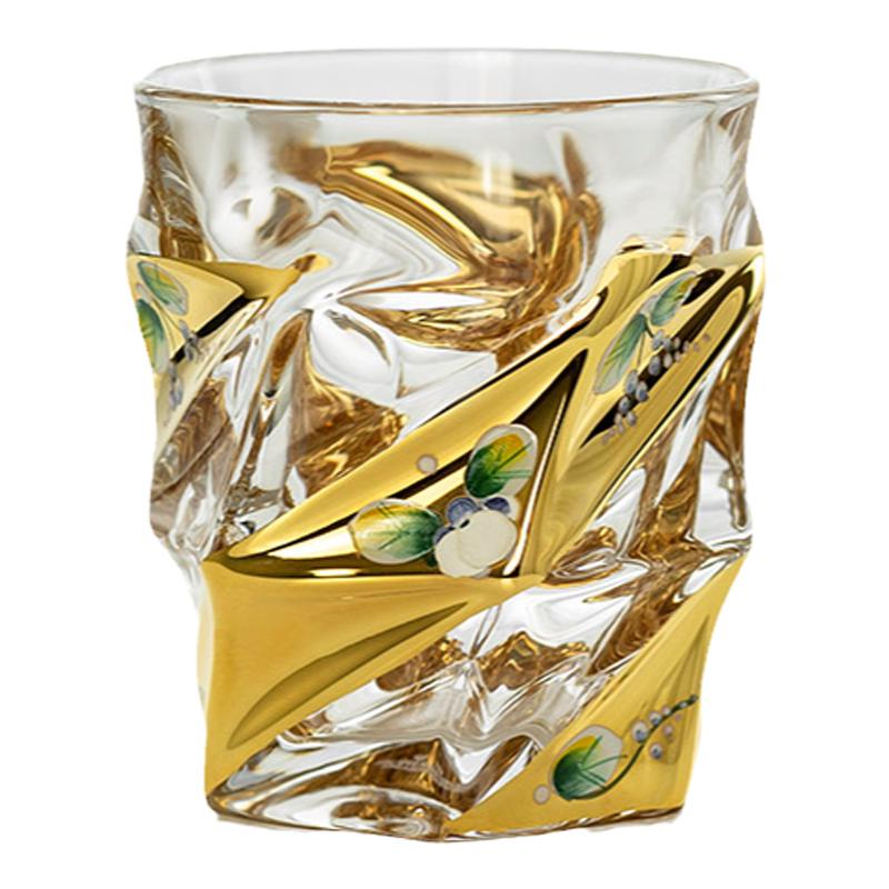 捷克进口手工描金珐琅威士忌酒杯水晶玻璃杯家用收藏高端酒具送礼