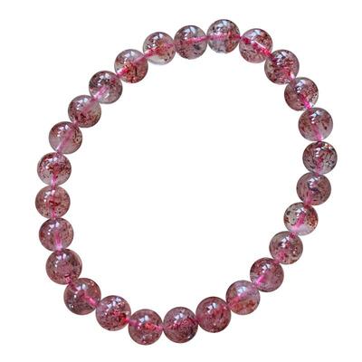 天然草莓长石云母片手链赤铁矿女