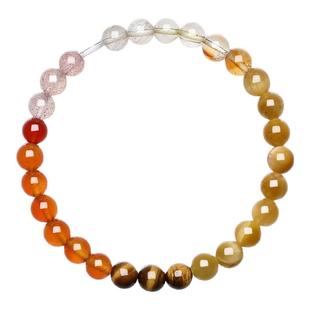 周六福五行能量水晶手串女款玛瑙木变石石榴石半宝手串送新年礼物