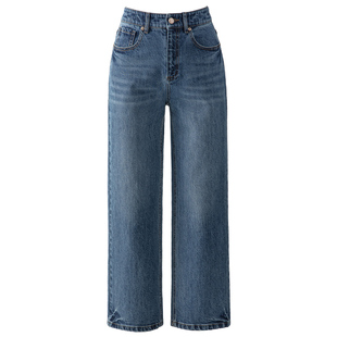 显瘦直筒牛仔裤女2026新款春季女款裤子高腰天丝棉女裤九分法棍裤