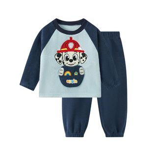 汪汪队男童睡衣加绒秋冬男宝宝家居服套装珊瑚绒儿童秋季保暖衣