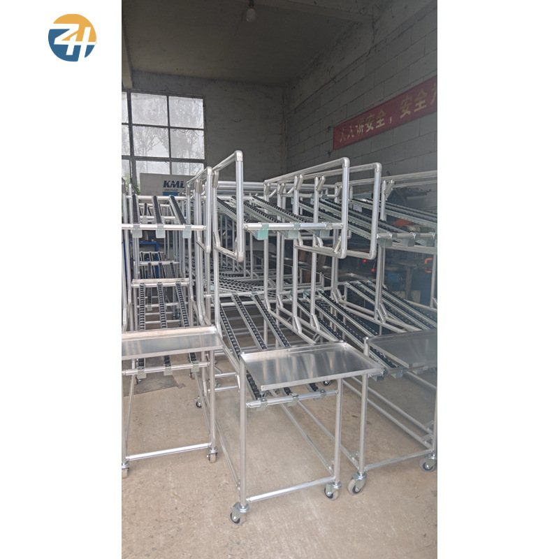 防静电流利条滑轨货架 厂家批发先进先出物料架子滚轮移动周转车