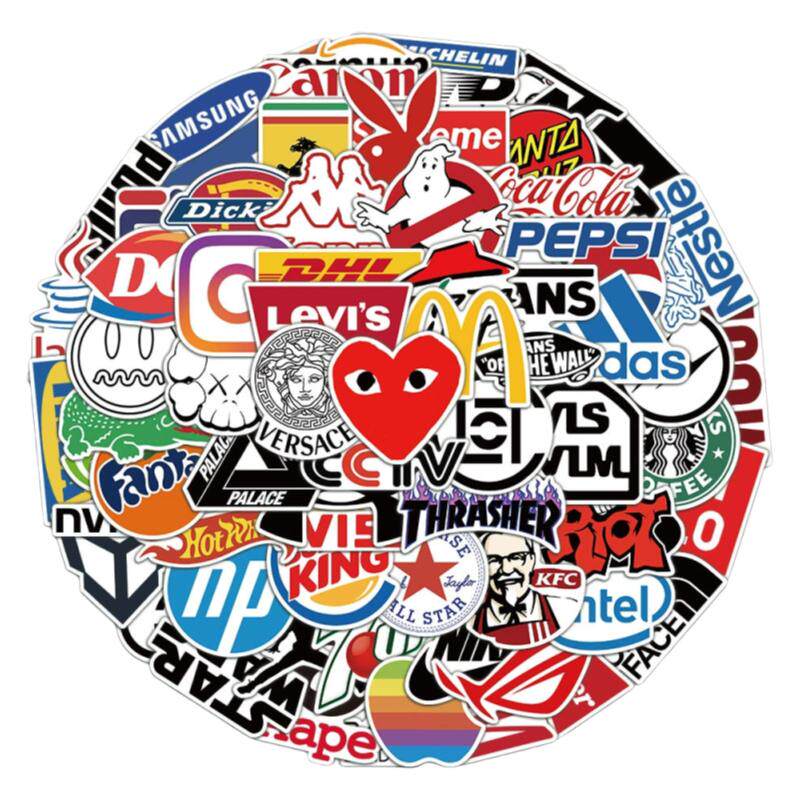 70张潮牌贴纸LOGO手机汽车摩托车头盔行李箱吉他滑板装饰防水贴画