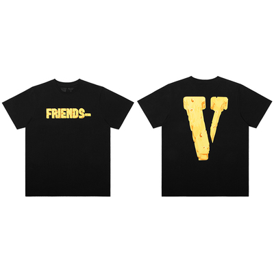 VLONE FRIENDS-系列 芝士大LOGO印花 短袖T恤 男女同款 黑黄米黄