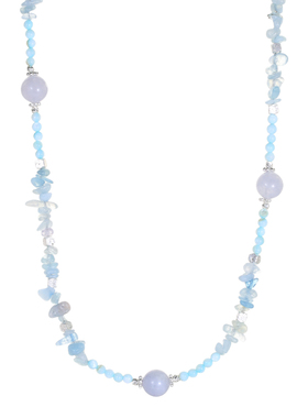 蓝色宝石水晶串珠项链高级感爆款