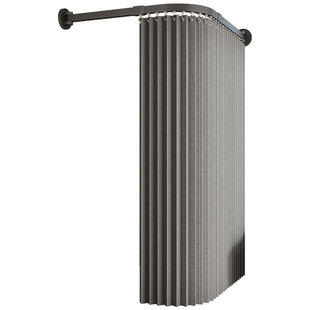 卫生间弧形轨道折叠帘高档浴室杆免打孔浴罩洗澡防水帘淋浴隔断帘