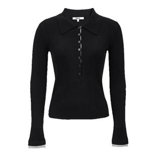 ONLY2025冬季新款撞色门襟假两件拼接袖口简约显瘦正肩针织衫女