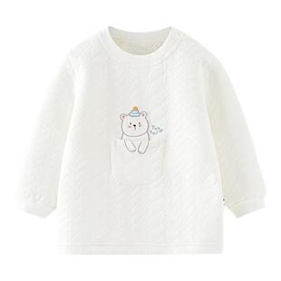 童泰婴儿保暖上衣秋冬季男女宝宝肩开纯棉衣服加厚儿童家居服内衣