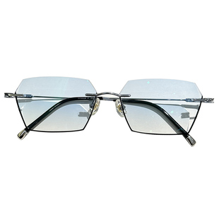 超轻纯钛无框眼镜男镶黑边近视配有度数散光时尚无边框变色防蓝光