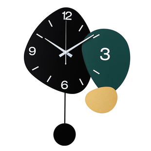 挂钟客厅家用创意时尚现代大气钟表餐厅网红简约免打孔摇摆石英钟