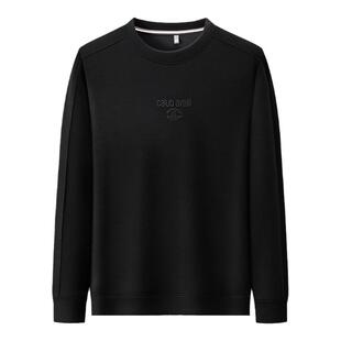 2025新款冬季加绒加厚男卫衣高端圆领长袖t恤中青年潮流休闲上衣