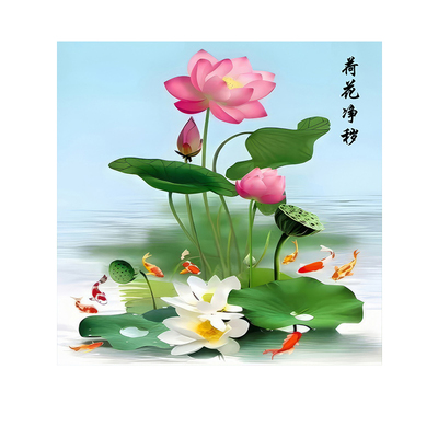 荷花净秽图贴画卫生间厕所门装饰