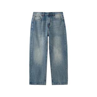 三福2026夏季新款牛仔裤男休闲街潮洗水直筒宽松长裤裤子519747