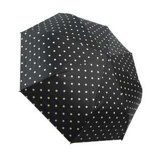 波点三折伞黑胶小清新ins晴雨伞黑白遮阳伞女两用圆点潮流折叠伞