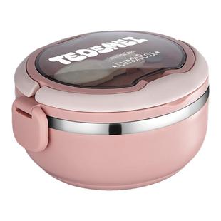 304不锈钢饭盒双层圆形密封餐盒手提便携带餐具上班族学生便当盒