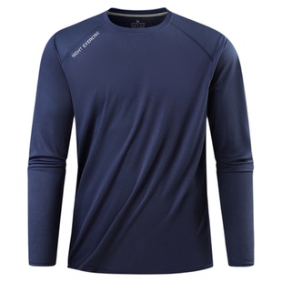 速干长袖t恤男春夏季薄款圆领上衣服大码透气聚酯纤维运动打底衫