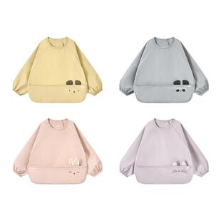 尼多熊宝宝罩衣春秋儿童吃饭围兜防水防脏围裙幼儿园反穿衣秋冬