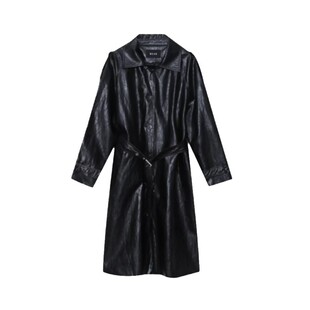 木岸muan新款定制经典杨树林长款皮衣宽松防风保暖上衣女MJ-072