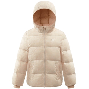 FILA斐乐儿童羽绒服满印2025年冬季新款大小童女童外套保暖面包服