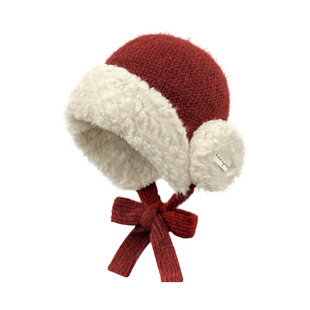 冬日加厚保暖毛线帽子女时尚百搭骑行防风护耳雷锋帽大帽围显脸小