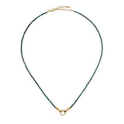 手拉手迷你孔雀石串珠宝石项链