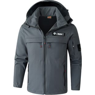 冲锋衣男套装加绒防风防水冬季外套三合一户外骑行保暖防寒服定制