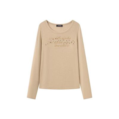 Ed Hardy埃德哈迪冬季流行新款女士圆领圆摆烫钻长袖T恤ERDW