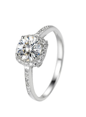 莫桑石S925纯银小方糖戒指方包