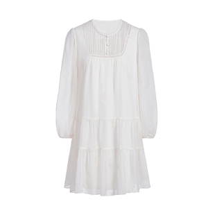 FIVE PLUS法式宫廷风娃娃裙女浪漫度假白色连衣裙2025新款女春装