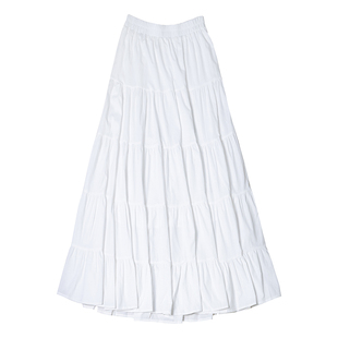 纯棉半身蛋糕裙褶皱百搭时尚文艺纯色秋冬超大摆长款显瘦半身裙