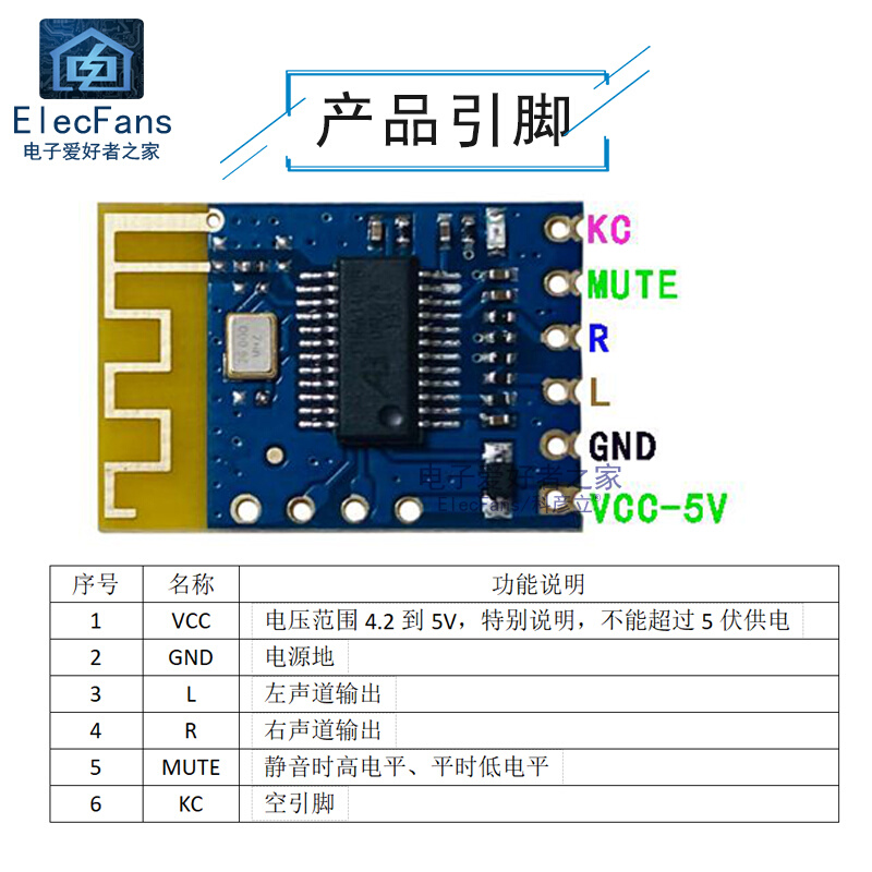 JDY-62A蓝牙5.0双声道立体声音频接收器模块功放板音箱音响改装