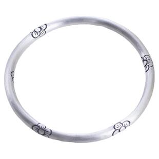 纯银手镯女9999足银哑光手工梅花实心闭口银镯子古风清新文艺银饰