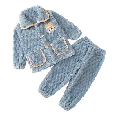 秋冬季儿童法兰绒睡衣套装