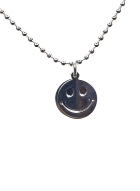 短款男女情侣笑脸项链S999纯银珠