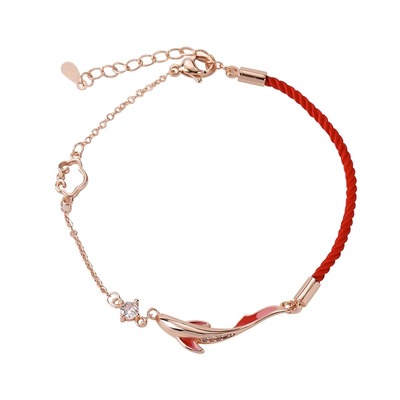 锦鲤本命年红绳手链女红色手绳