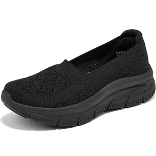 斯凯奇女鞋2026夏季新款蕾丝一脚蹬透气玛丽珍高回弹休闲浅口单鞋