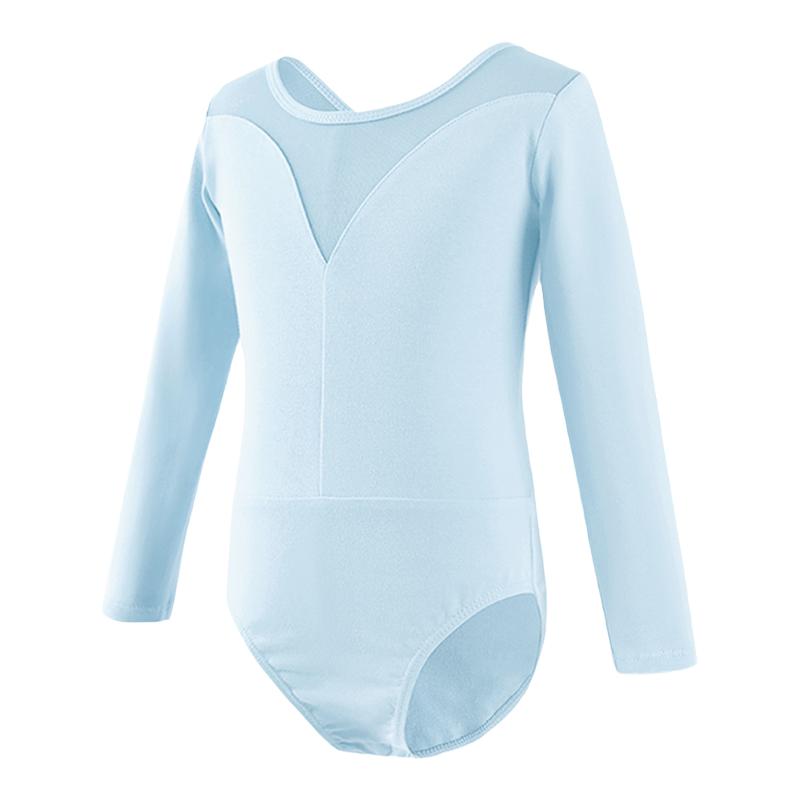 儿童舞蹈服女童拉丁舞练功服春秋长袖跳舞上衣黑色连体服幼儿考级
