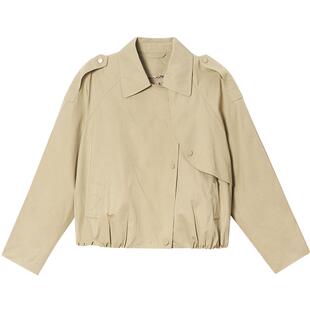 ToyzY2026春季新款英伦复古挺括翻领短款风衣外套ZC36110670