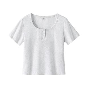 班尼路U领短袖t恤女春夏2026新款弹力亲肤修身显瘦通勤百搭上衣Q