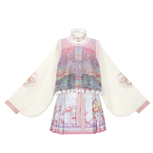 花朝记｜粉草垛｜秋冬汉服元素｜提花编织｜明制竖领袄马面裙比甲