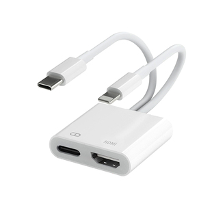 有线投屏器ipad平板手机iphone连电视显示器投影仪同屏接器lightning/typec转HDMI高清转换器适用苹果转接头