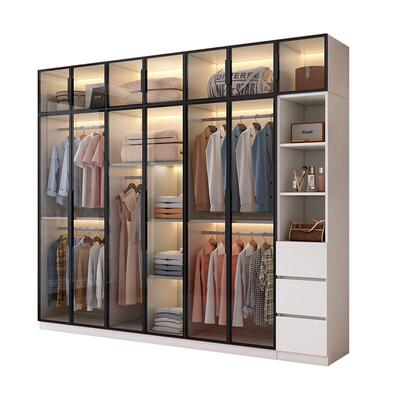 大衣柜组合柜玻璃门储物柜
