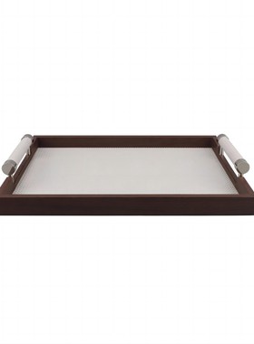 厂家直销客厅皮革编织托盘摆件