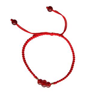 四叶草红绳手链女幸运草手绳男玛瑙手串好运来手链子手工编织新款