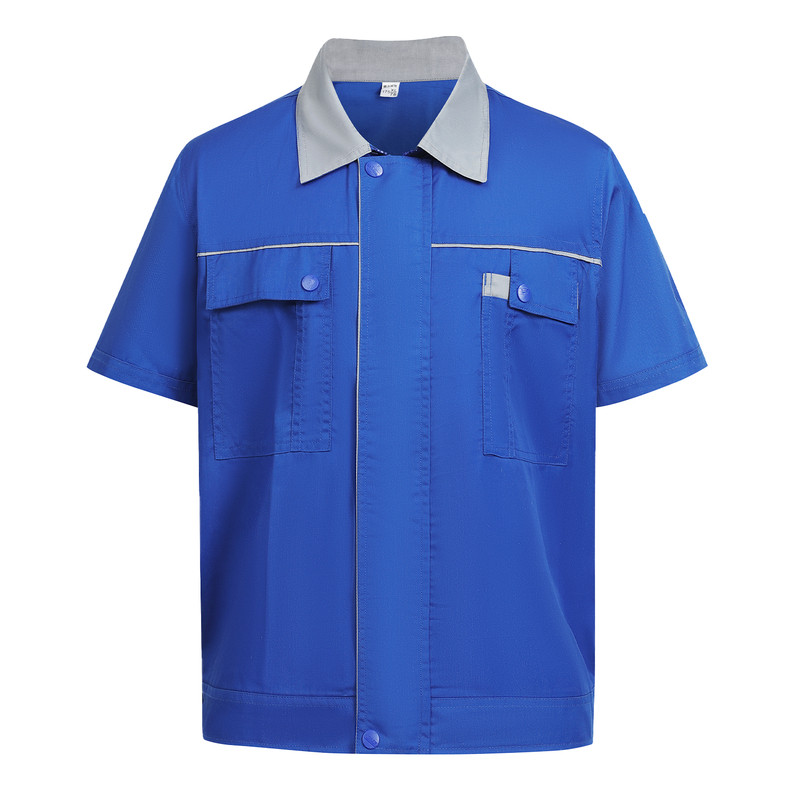夏季工作服套装男女薄款短袖耐磨工厂车间汽修工地工程劳保服定制