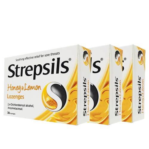 【自营】Strepsils使立消润喉糖蜂蜜柠檬清甜滋润咽喉痛36粒*3