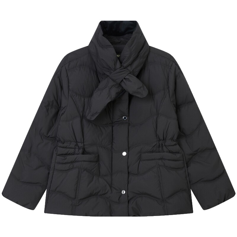 【新品】90%鹅绒BEANPOLE滨波2026年冬季女蝴蝶结围脖羽绒服外套