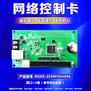 LED显示屏控制卡瑞合信64WUN1024网口室外门头滚动单色卡双面无线